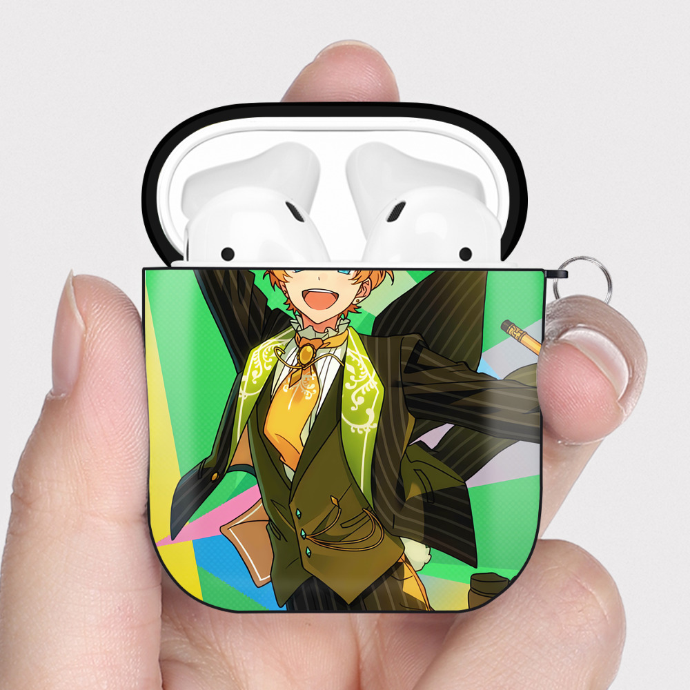 （画像用） あんさんぶるスターズ! Ensemble Stars AirPods 第2世代保護ケース ハードシェル ブラック 耐衝撃・防指紋・カラビナ付き