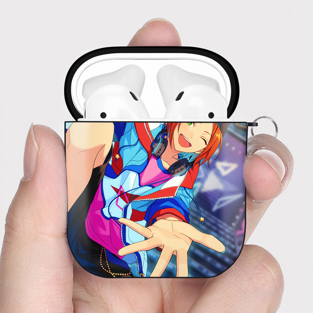（画像用） あんさんぶるスターズ! Ensemble Stars AirPods 第2世代保護ケース ハードシェル ブラック 耐衝撃・防指紋・カラビナ付き