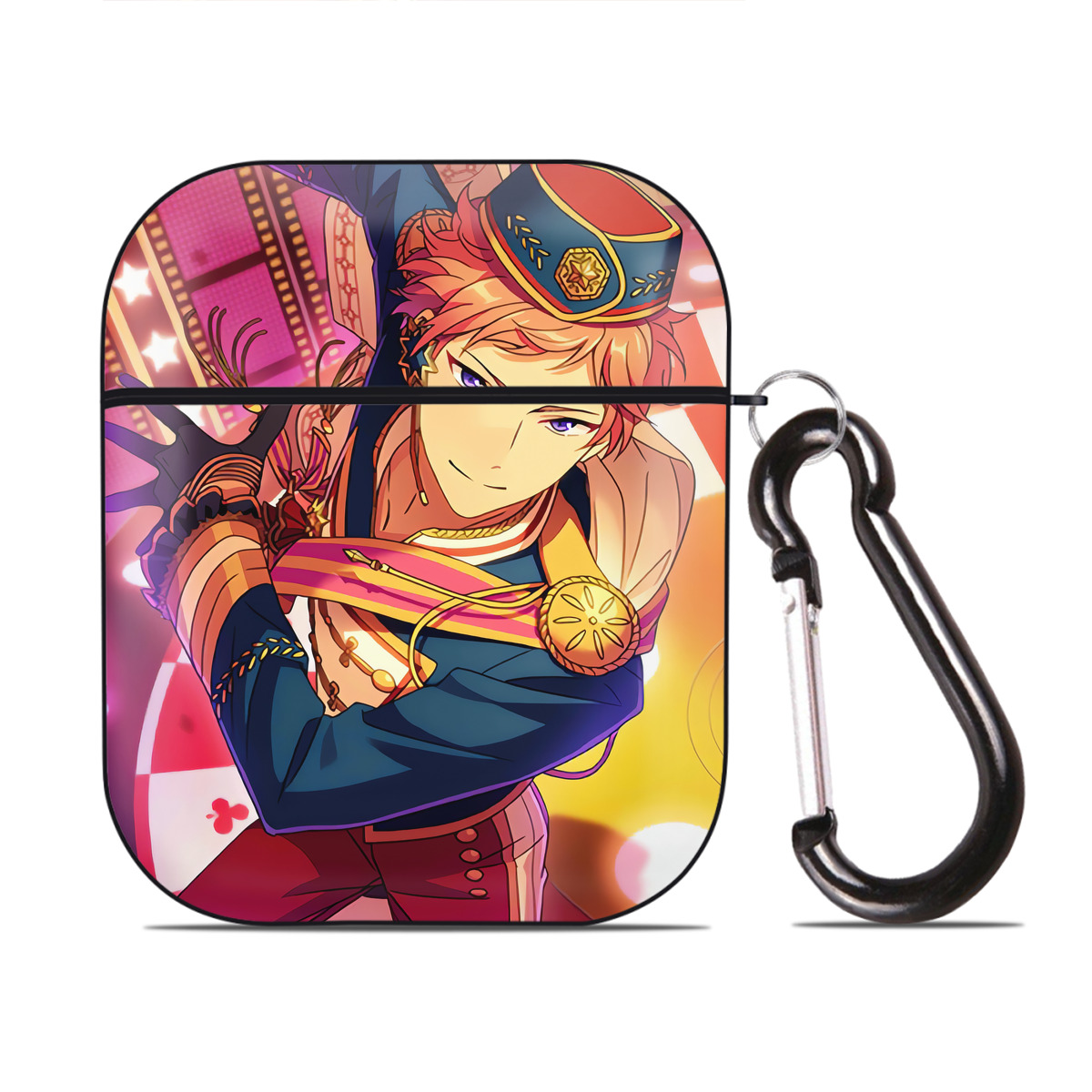 （画像用） あんさんぶるスターズ! Ensemble Stars AirPods 第2世代保護ケース ハードシェル ブラック 耐衝撃・防指紋・カラビナ付き