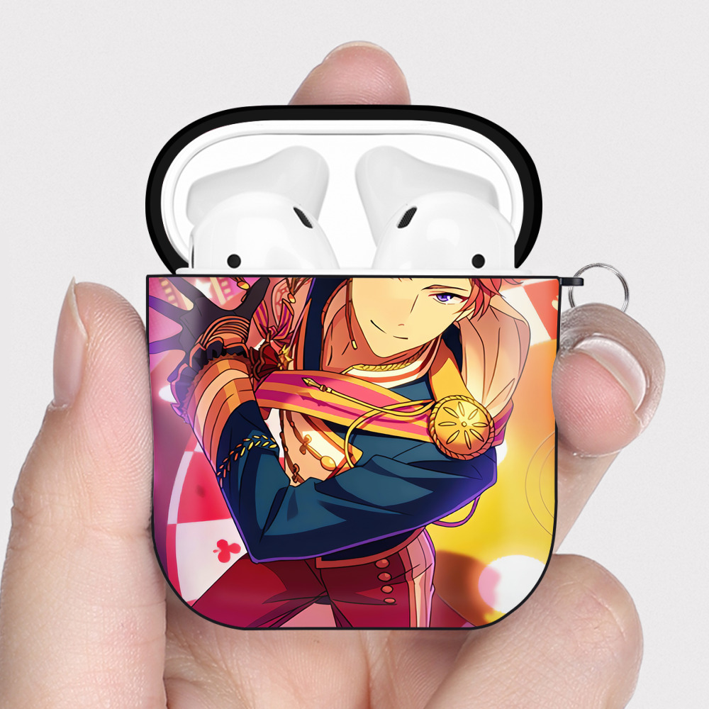 （画像用） あんさんぶるスターズ! Ensemble Stars AirPods 第2世代保護ケース ハードシェル ブラック 耐衝撃・防指紋・カラビナ付き