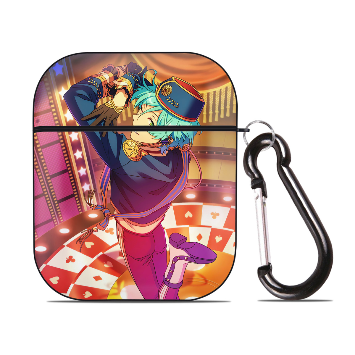 （画像用） あんさんぶるスターズ! Ensemble Stars AirPods 第2世代保護ケース ハードシェル ブラック 耐衝撃・防指紋・カラビナ付き