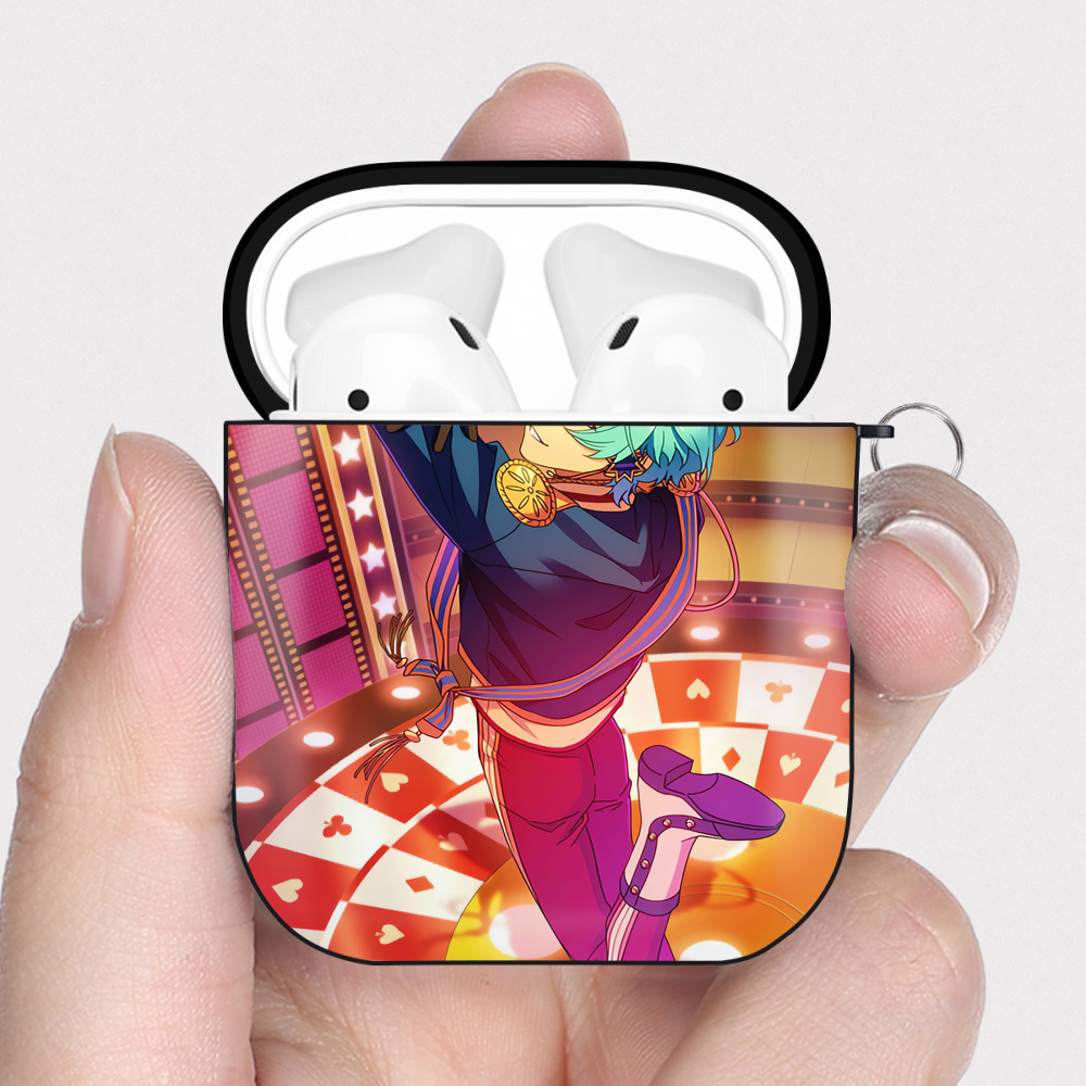 （画像用） あんさんぶるスターズ! Ensemble Stars AirPods 第2世代保護ケース ハードシェル ブラック 耐衝撃・防指紋・カラビナ付き