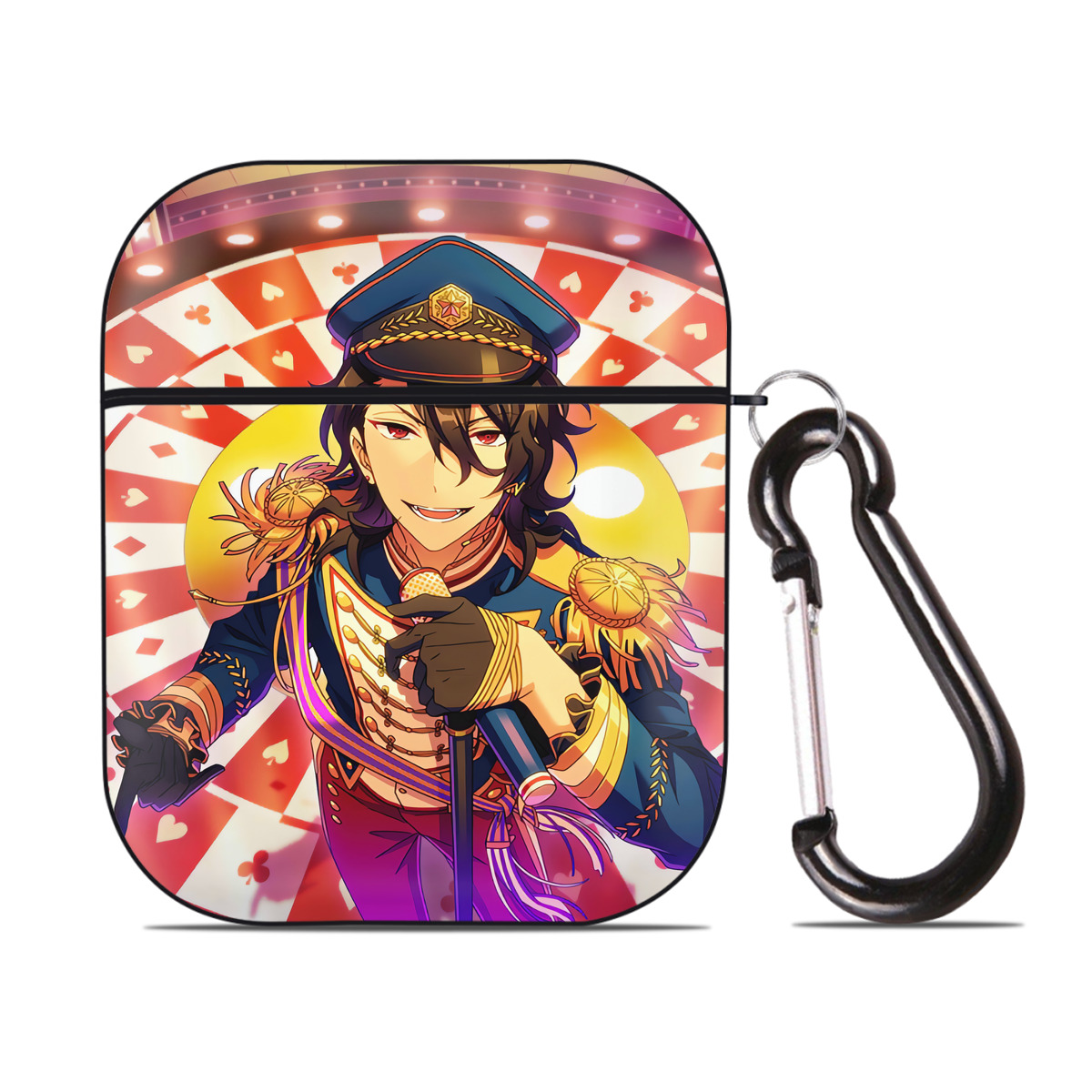 （画像用） あんさんぶるスターズ! Ensemble Stars AirPods 第2世代保護ケース ハードシェル ブラック 耐衝撃・防指紋・カラビナ付き