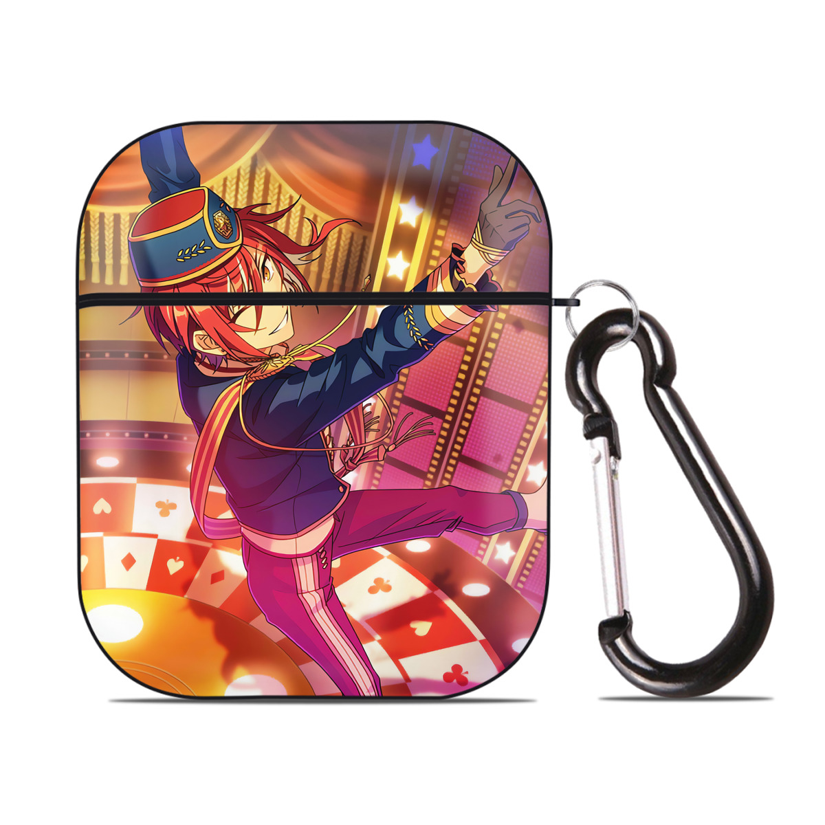 （画像用） あんさんぶるスターズ! Ensemble Stars AirPods 第2世代保護ケース ハードシェル ブラック 耐衝撃・防指紋・カラビナ付き