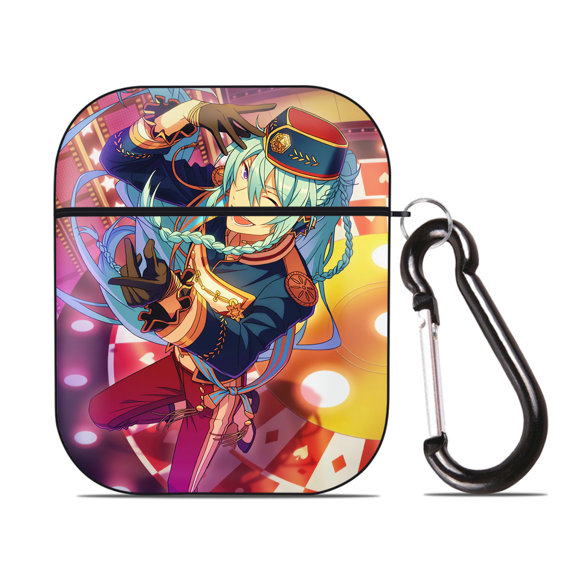 （画像用） あんさんぶるスターズ! Ensemble Stars AirPods 第2世代保護ケース ハードシェル ブラック 耐衝撃・防指紋・カラビナ付き