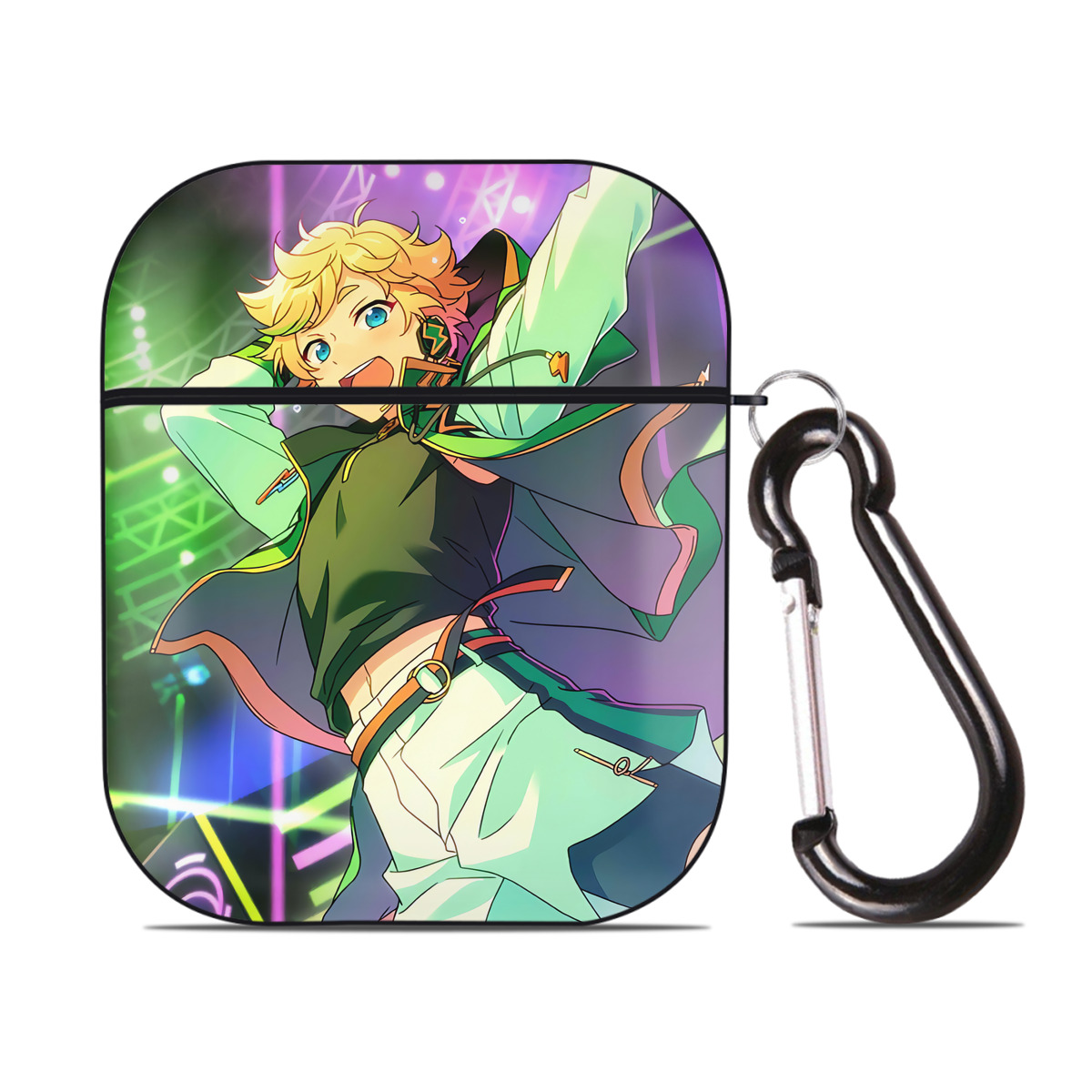 （画像用） あんさんぶるスターズ! Ensemble Stars AirPods 第2世代保護ケース ハードシェル ブラック 耐衝撃・防指紋・カラビナ付き