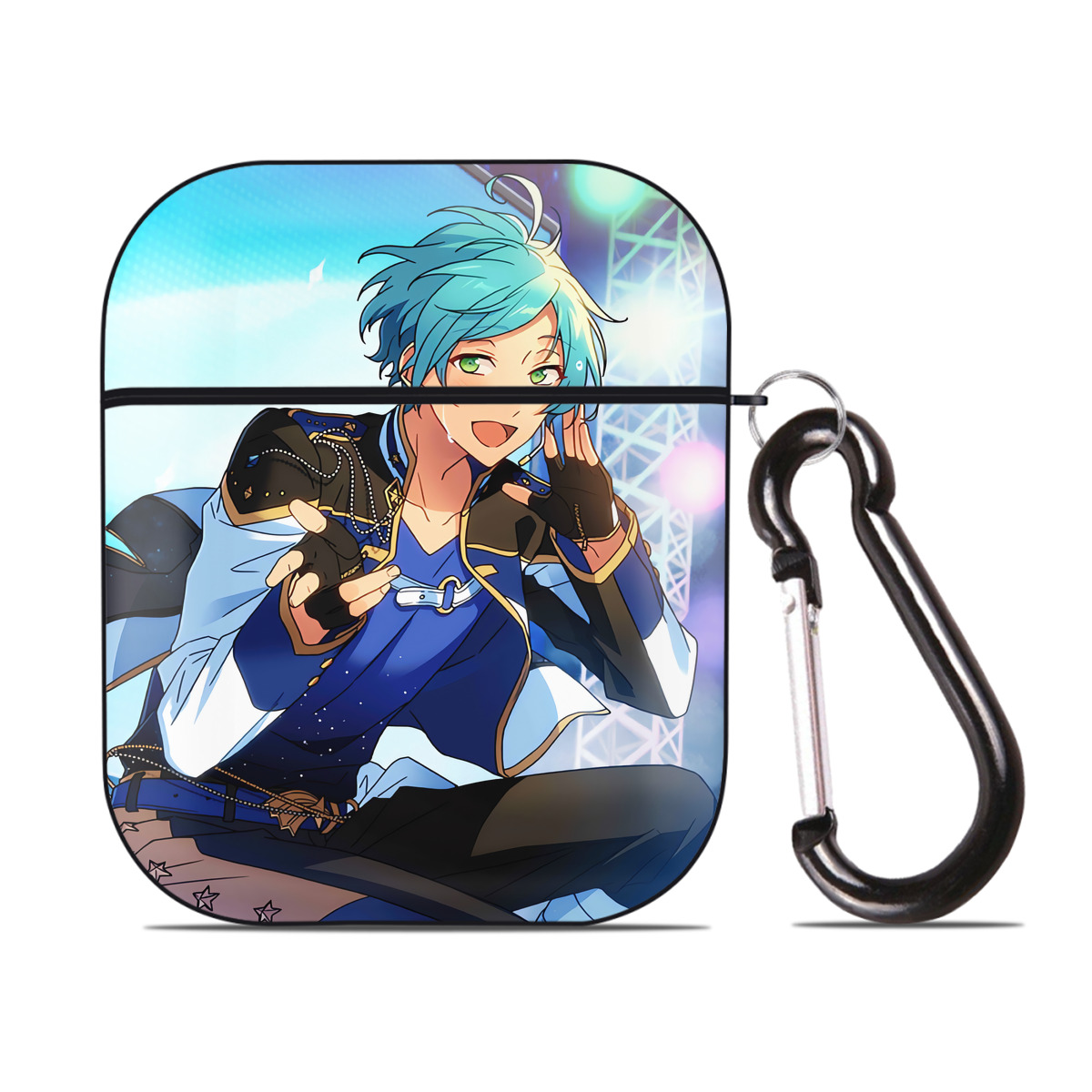 （画像用） あんさんぶるスターズ! Ensemble Stars AirPods 第2世代保護ケース ハードシェル ブラック 耐衝撃・防指紋・カラビナ付き