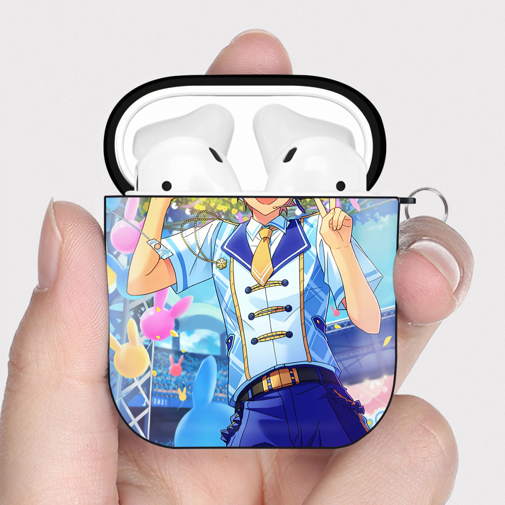 （画像用） あんさんぶるスターズ! Ensemble Stars AirPods 第2世代保護ケース ハードシェル ブラック 耐衝撃・防指紋・カラビナ付き
