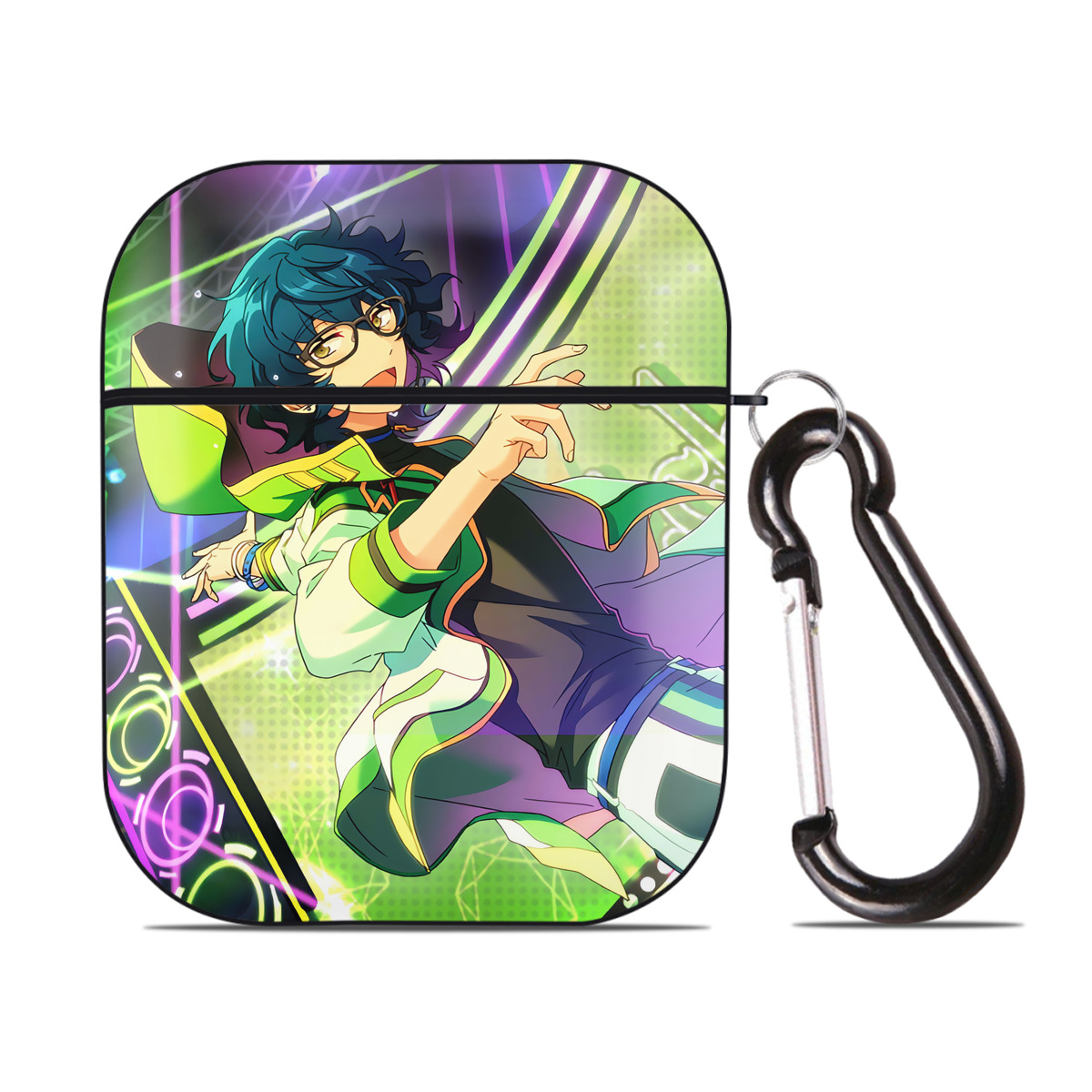 （画像用） あんさんぶるスターズ! Ensemble Stars AirPods 第2世代保護ケース ハードシェル ブラック 耐衝撃・防指紋・カラビナ付き