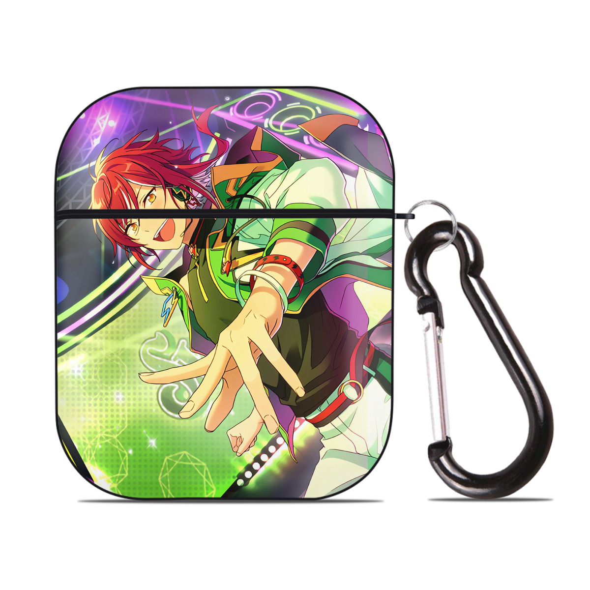 （画像用） あんさんぶるスターズ! Ensemble Stars AirPods 第2世代保護ケース ハードシェル ブラック 耐衝撃・防指紋・カラビナ付き