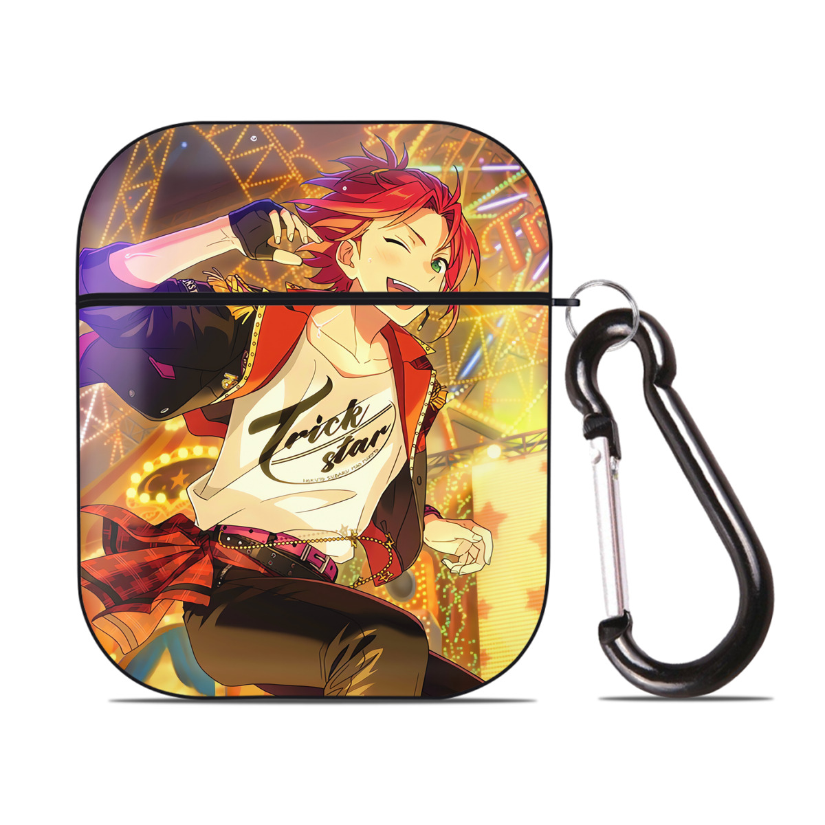（画像用） あんさんぶるスターズ! Ensemble Stars AirPods 第2世代保護ケース ハードシェル ブラック 耐衝撃・防指紋・カラビナ付き
