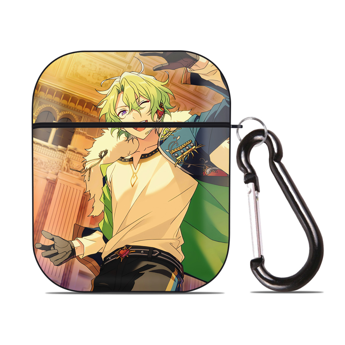 （画像用） あんさんぶるスターズ! Ensemble Stars AirPods 第2世代保護ケース ハードシェル ブラック 耐衝撃・防指紋・カラビナ付き