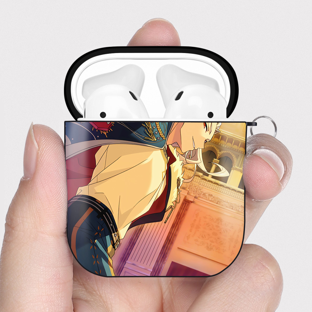 あんさんぶるスターズ! Ensemble Stars AirPods 第2世代保護ケース ハードシェル ブラック 耐衝撃・防指紋・カラビナ付き