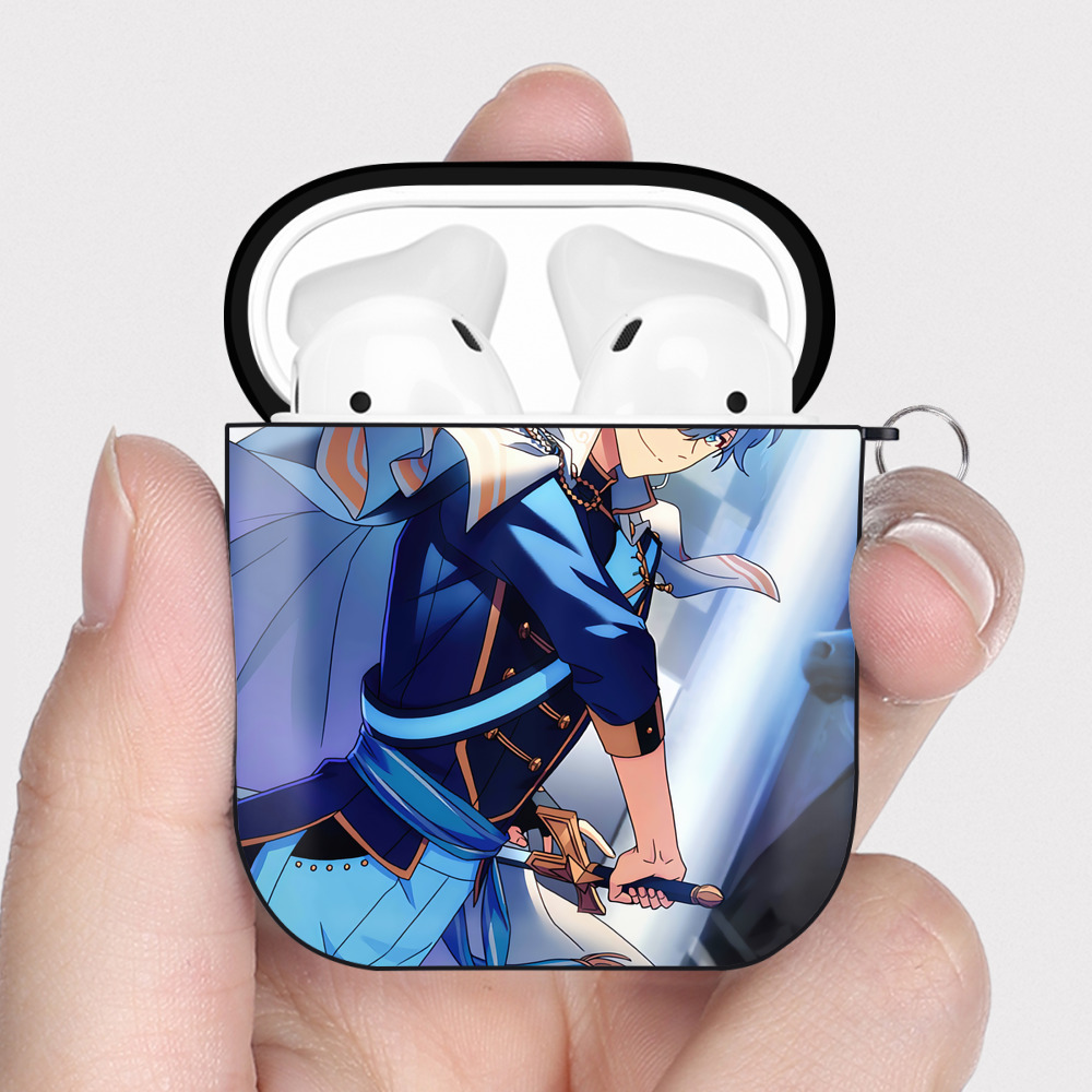 （画像用） あんさんぶるスターズ! Ensemble Stars AirPods 第2世代保護ケース ハードシェル ブラック 耐衝撃・防指紋・カラビナ付き