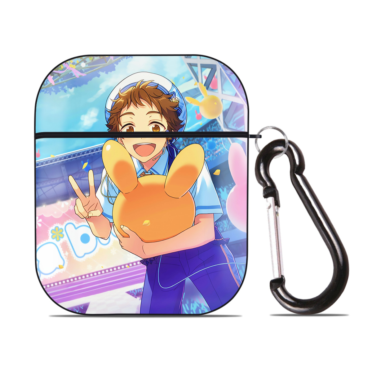 （画像用） あんさんぶるスターズ! Ensemble Stars AirPods 第2世代保護ケース ハードシェル ブラック 耐衝撃・防指紋・カラビナ付き