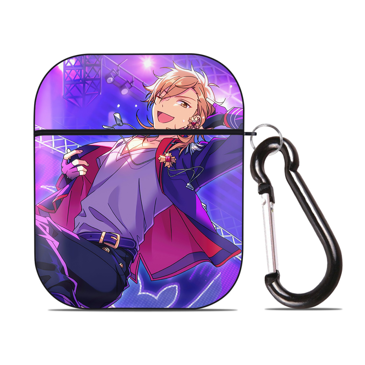 （画像用） あんさんぶるスターズ! Ensemble Stars AirPods 第2世代保護ケース ハードシェル ブラック 耐衝撃・防指紋・カラビナ付き