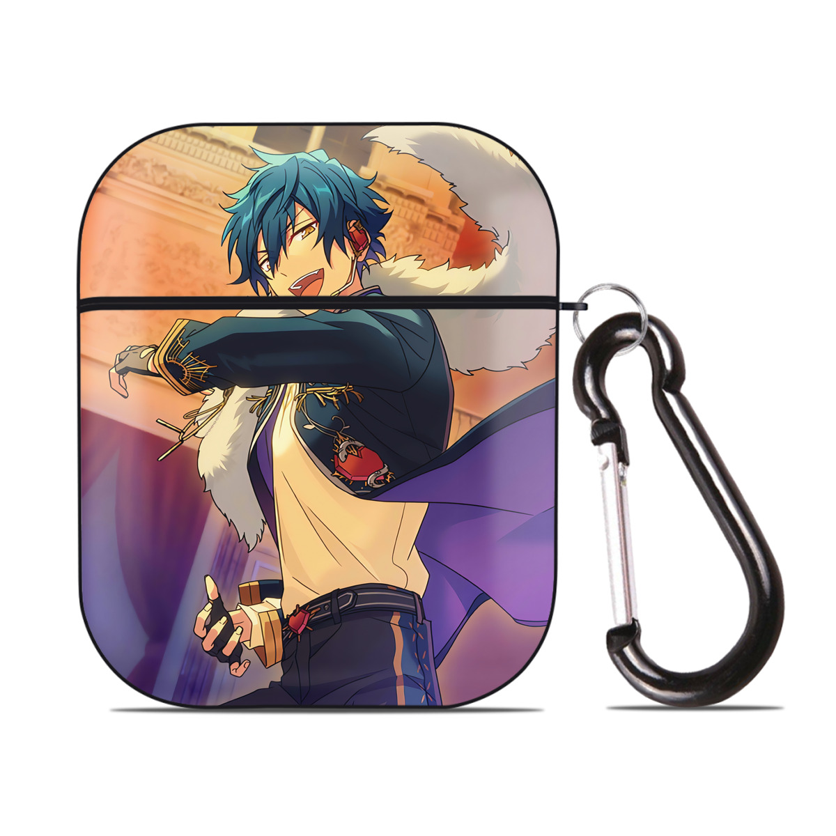 （画像用） あんさんぶるスターズ! Ensemble Stars AirPods 第2世代保護ケース ハードシェル ブラック 耐衝撃・防指紋・カラビナ付き