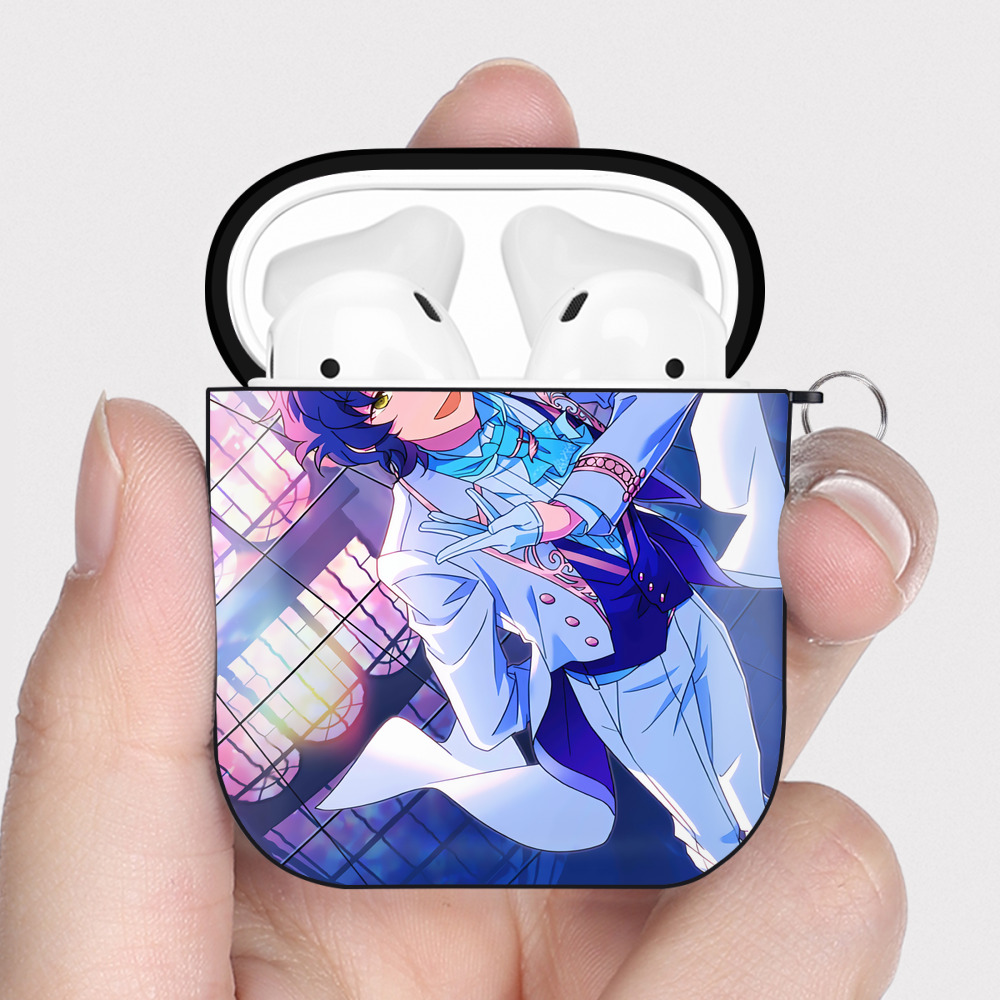 （画像用） あんさんぶるスターズ! Ensemble Stars AirPods 第2世代保護ケース ハードシェル ブラック 耐衝撃・防指紋・カラビナ付き