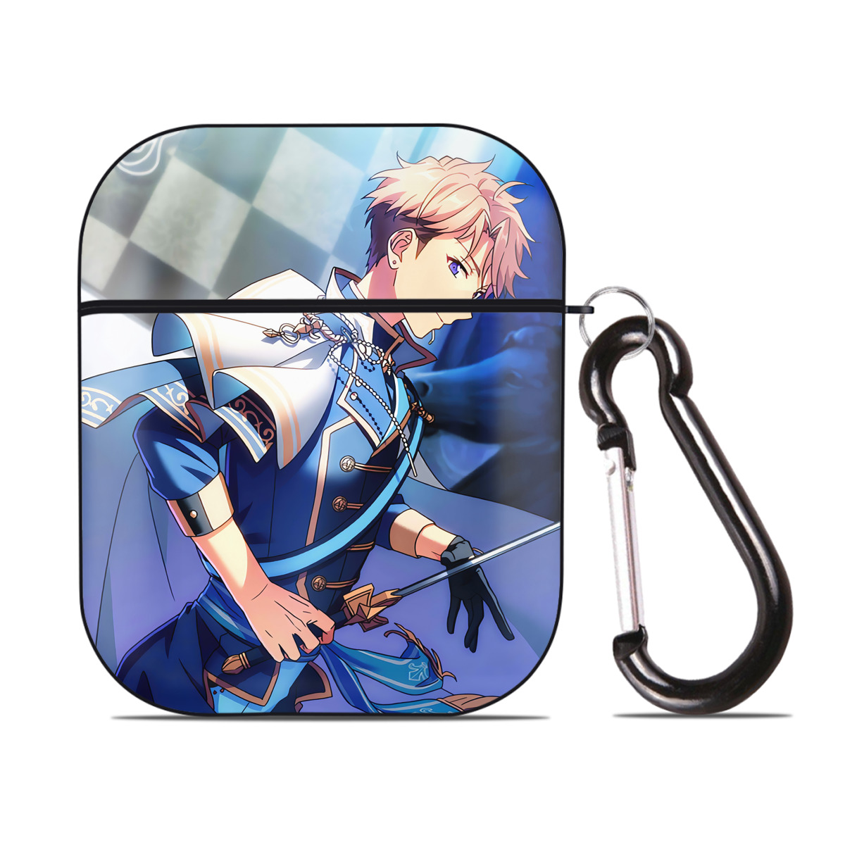 （画像用） あんさんぶるスターズ! Ensemble Stars AirPods 第2世代保護ケース ハードシェル ブラック 耐衝撃・防指紋・カラビナ付き