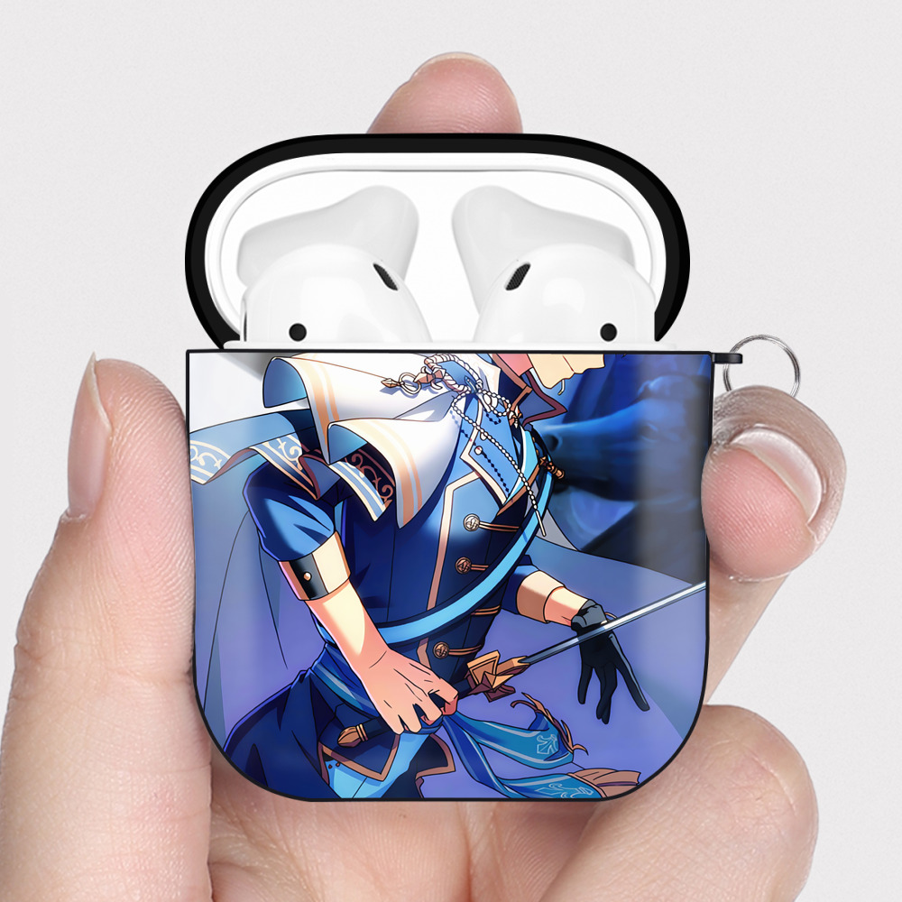 （画像用） あんさんぶるスターズ! Ensemble Stars AirPods 第2世代保護ケース ハードシェル ブラック 耐衝撃・防指紋・カラビナ付き