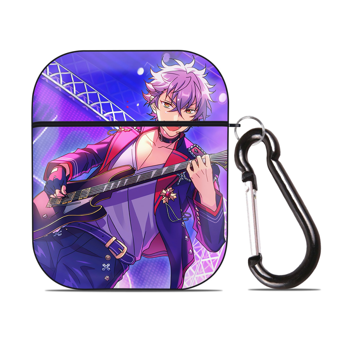 （画像用） あんさんぶるスターズ! Ensemble Stars AirPods 第2世代保護ケース ハードシェル ブラック 耐衝撃・防指紋・カラビナ付き