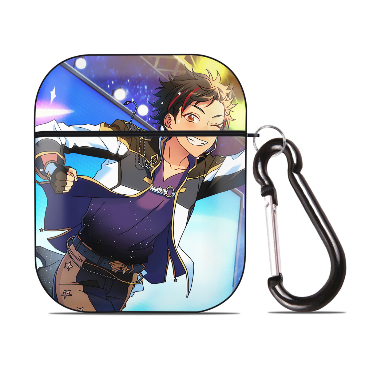 （画像用） あんさんぶるスターズ! Ensemble Stars AirPods 第2世代保護ケース ハードシェル ブラック 耐衝撃・防指紋・カラビナ付き