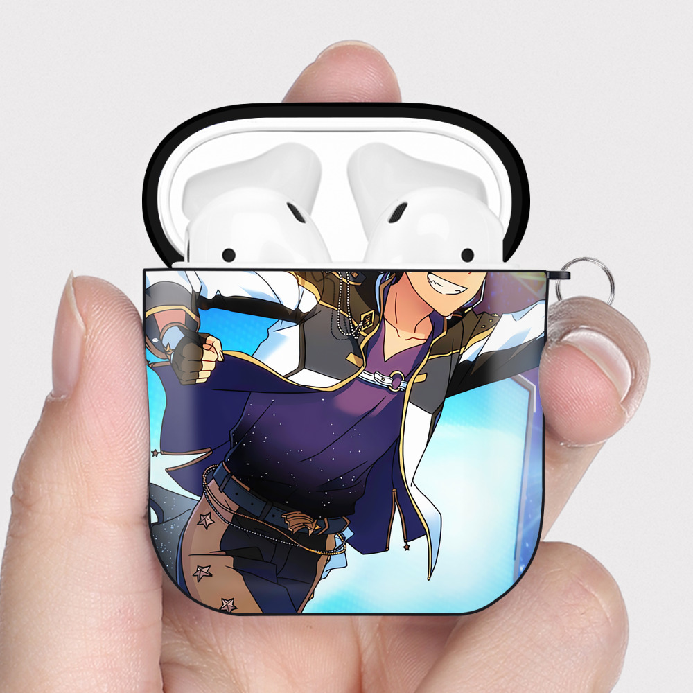 （画像用） あんさんぶるスターズ! Ensemble Stars AirPods 第2世代保護ケース ハードシェル ブラック 耐衝撃・防指紋・カラビナ付き