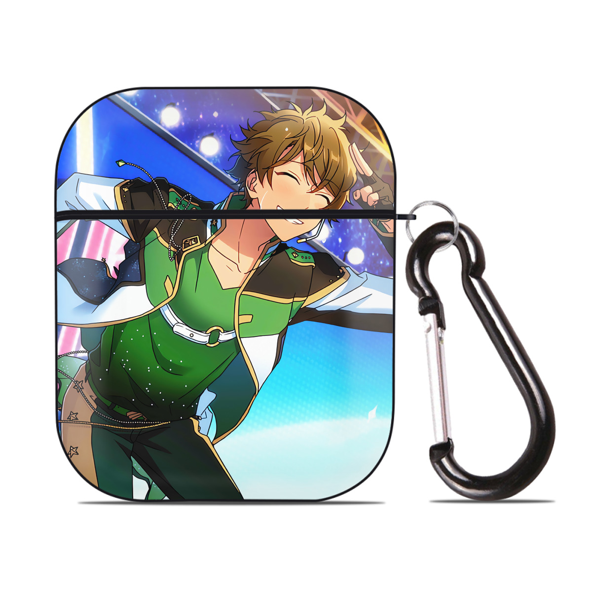 （画像用） あんさんぶるスターズ! Ensemble Stars AirPods 第2世代保護ケース ハードシェル ブラック 耐衝撃・防指紋・カラビナ付き