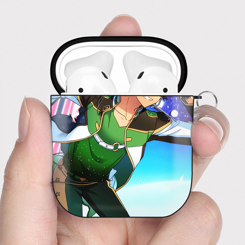 （画像用） あんさんぶるスターズ! Ensemble Stars AirPods 第2世代保護ケース ハードシェル ブラック 耐衝撃・防指紋・カラビナ付き