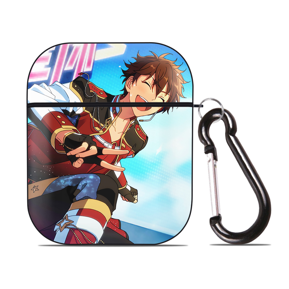 （画像用） あんさんぶるスターズ! Ensemble Stars AirPods 第2世代保護ケース ハードシェル ブラック 耐衝撃・防指紋・カラビナ付き