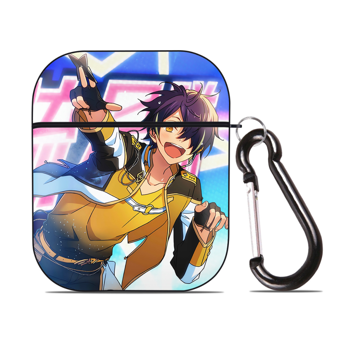 （画像用） あんさんぶるスターズ! Ensemble Stars AirPods 第2世代保護ケース ハードシェル ブラック 耐衝撃・防指紋・カラビナ付き