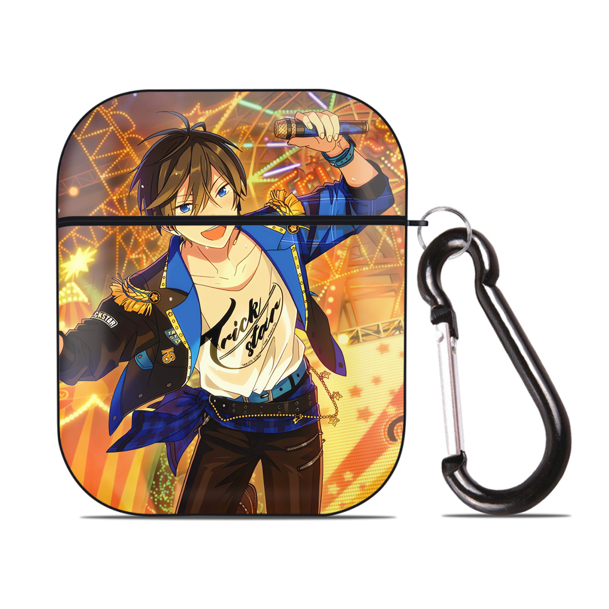 （画像用） あんさんぶるスターズ! Ensemble Stars AirPods 第2世代保護ケース ハードシェル ブラック 耐衝撃・防指紋・カラビナ付き