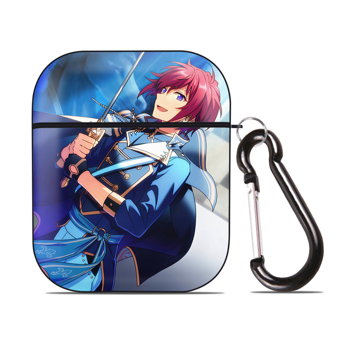 （画像用） あんさんぶるスターズ! Ensemble Stars AirPods 第2世代保護ケース ハードシェル ブラック 耐衝撃・防指紋・カラビナ付き