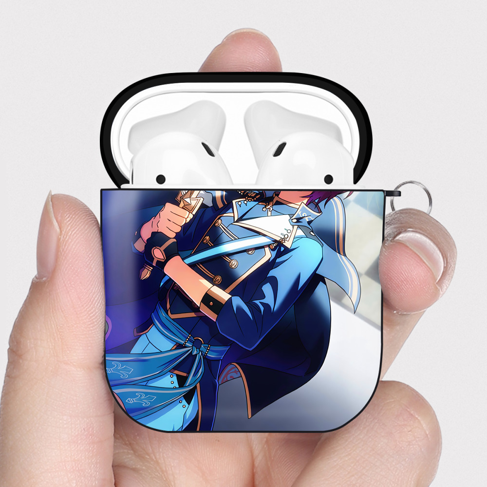 （画像用） あんさんぶるスターズ! Ensemble Stars AirPods 第2世代保護ケース ハードシェル ブラック 耐衝撃・防指紋・カラビナ付き