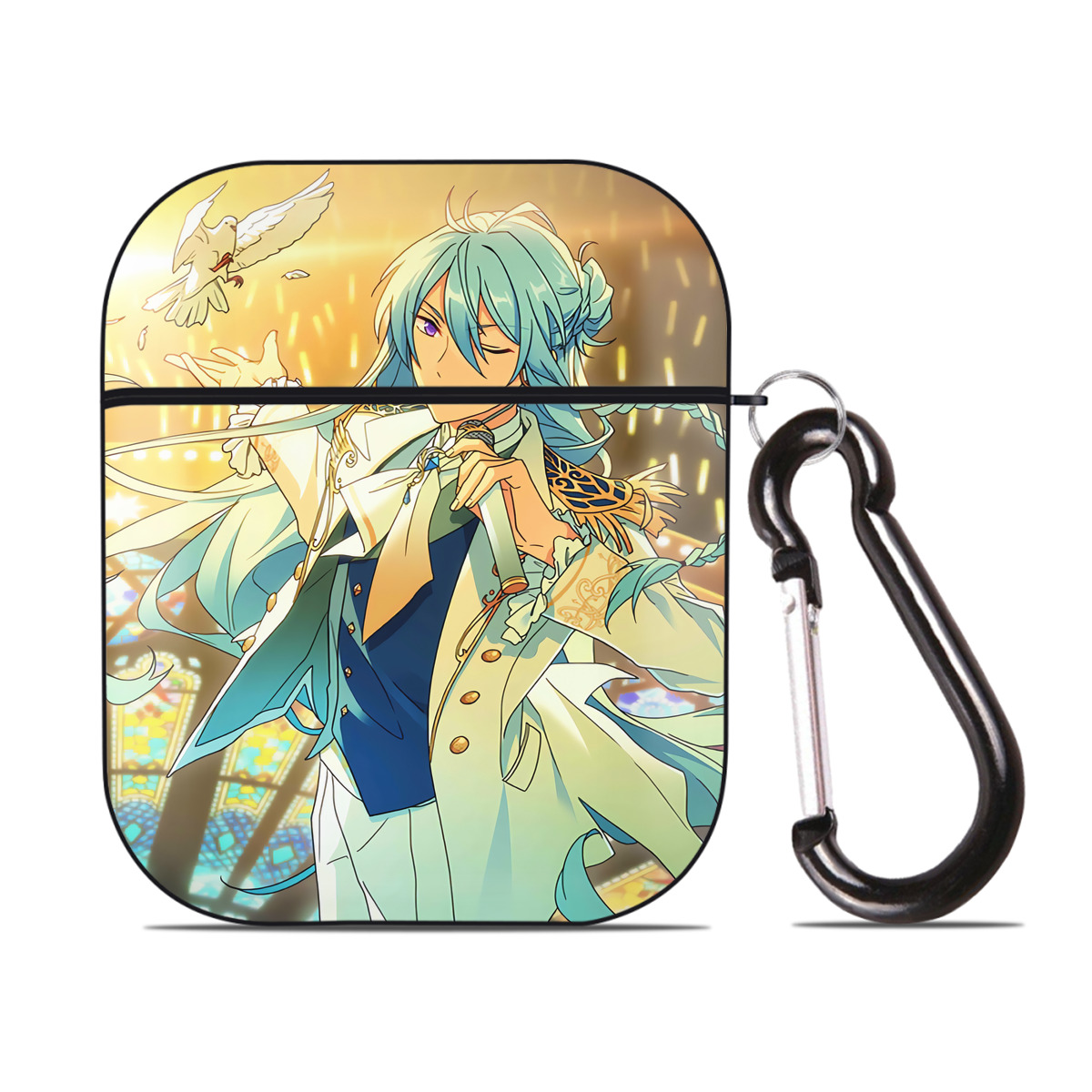 （画像用） あんさんぶるスターズ! Ensemble Stars AirPods 第2世代保護ケース ハードシェル ブラック 耐衝撃・防指紋・カラビナ付き