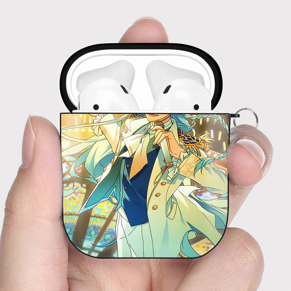 （画像用） あんさんぶるスターズ! Ensemble Stars AirPods 第2世代保護ケース ハードシェル ブラック 耐衝撃・防指紋・カラビナ付き