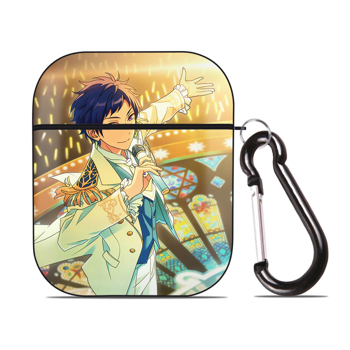 （画像用） あんさんぶるスターズ! Ensemble Stars AirPods 第2世代保護ケース ハードシェル ブラック 耐衝撃・防指紋・カラビナ付き