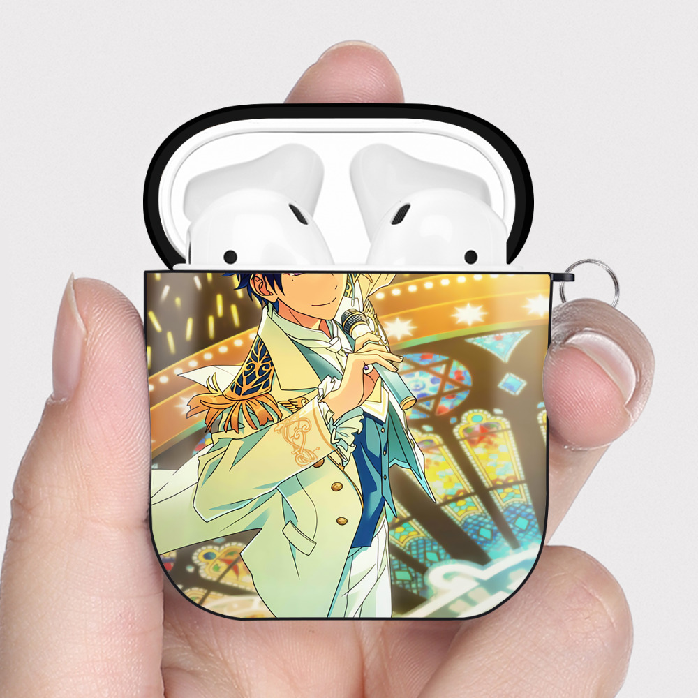 （画像用） あんさんぶるスターズ! Ensemble Stars AirPods 第2世代保護ケース ハードシェル ブラック 耐衝撃・防指紋・カラビナ付き