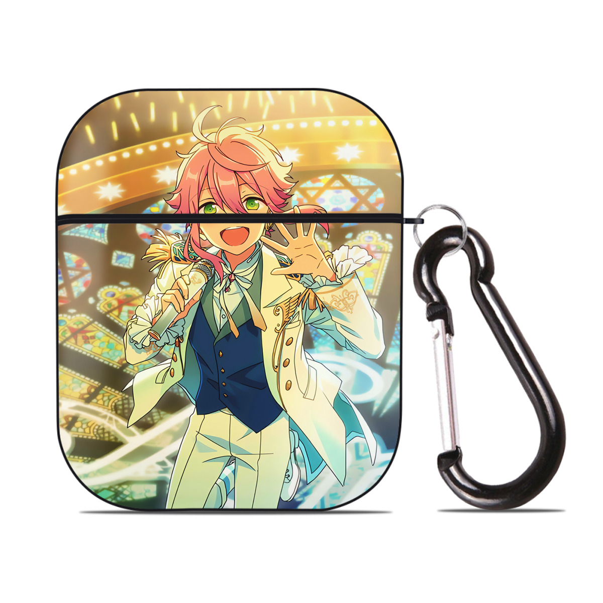 （画像用） あんさんぶるスターズ! Ensemble Stars AirPods 第2世代保護ケース ハードシェル ブラック 耐衝撃・防指紋・カラビナ付き