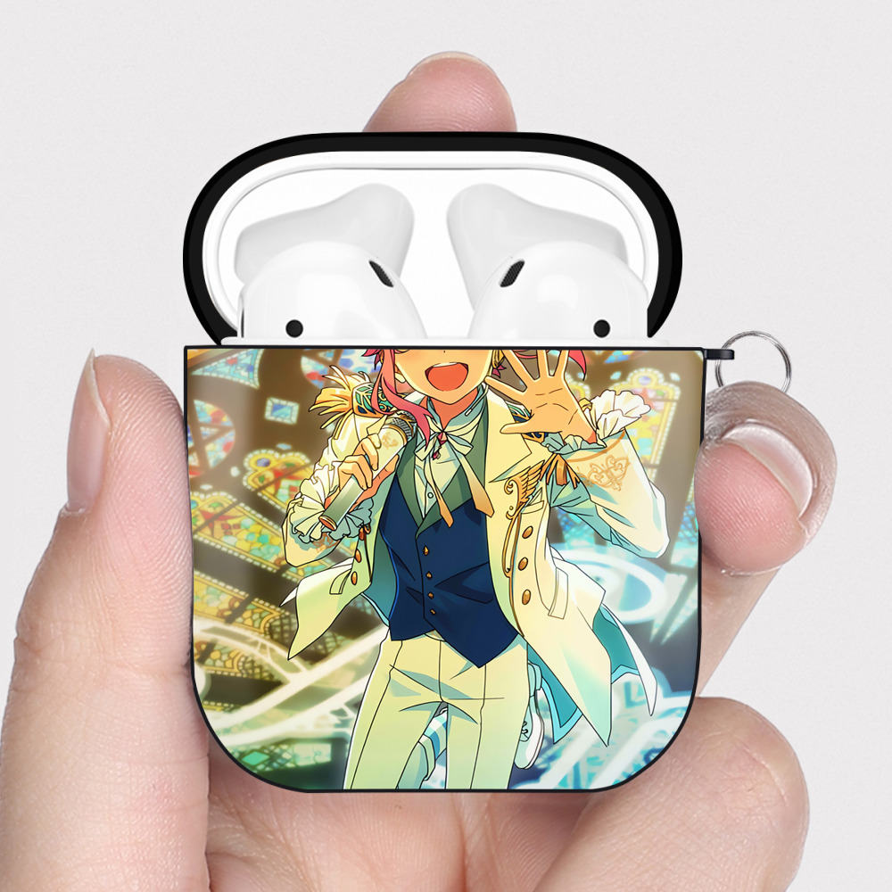 （画像用） あんさんぶるスターズ! Ensemble Stars AirPods 第2世代保護ケース ハードシェル ブラック 耐衝撃・防指紋・カラビナ付き