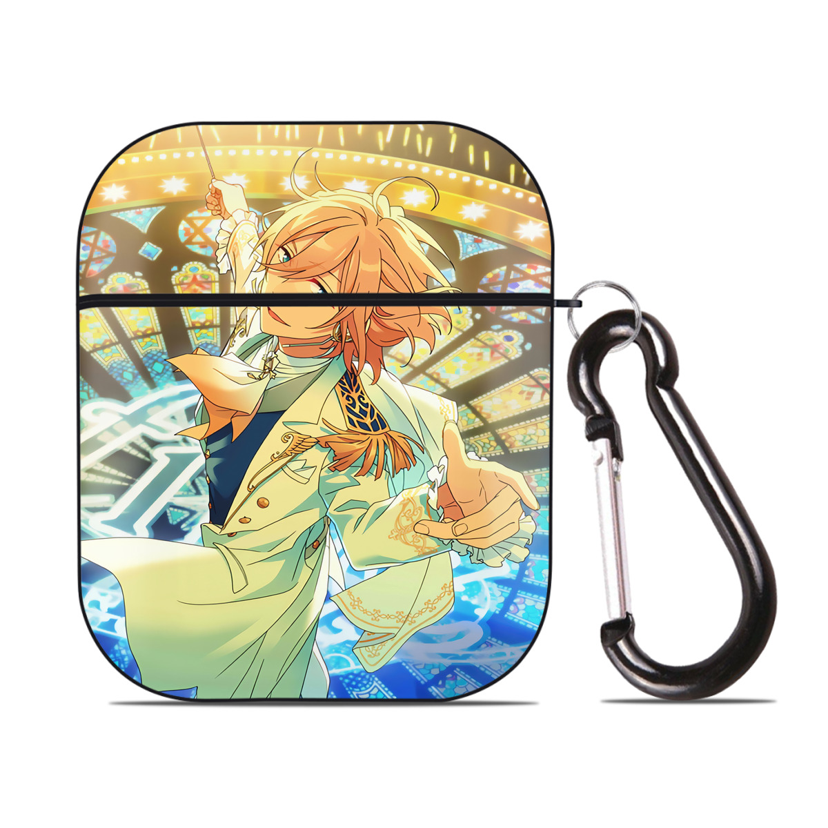 （画像用） あんさんぶるスターズ! Ensemble Stars AirPods 第2世代保護ケース ハードシェル ブラック 耐衝撃・防指紋・カラビナ付き