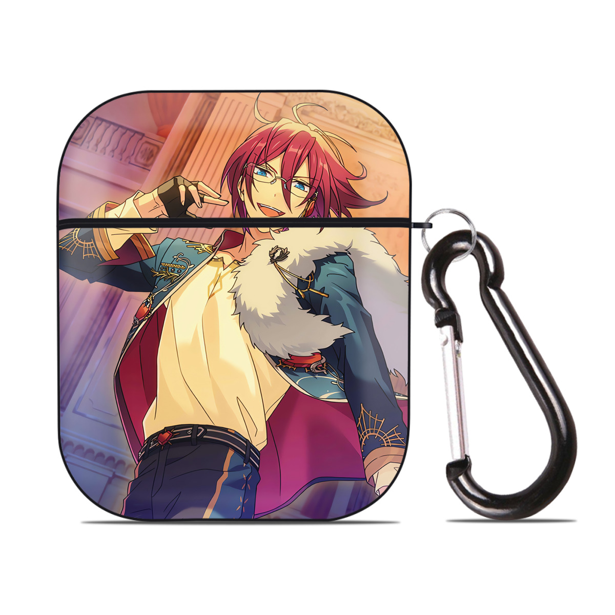 （画像用） あんさんぶるスターズ! Ensemble Stars AirPods 第2世代保護ケース ハードシェル ブラック 耐衝撃・防指紋・カラビナ付き
