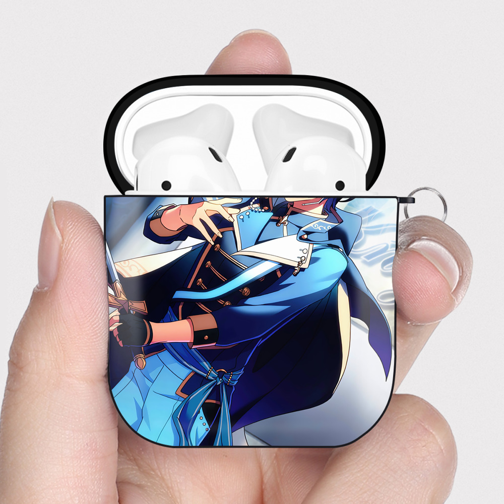 あんさんぶるスターズ! Ensemble Stars AirPods 第2世代保護ケース ハードシェル ブラック 耐衝撃・防指紋・カラビナ付き
