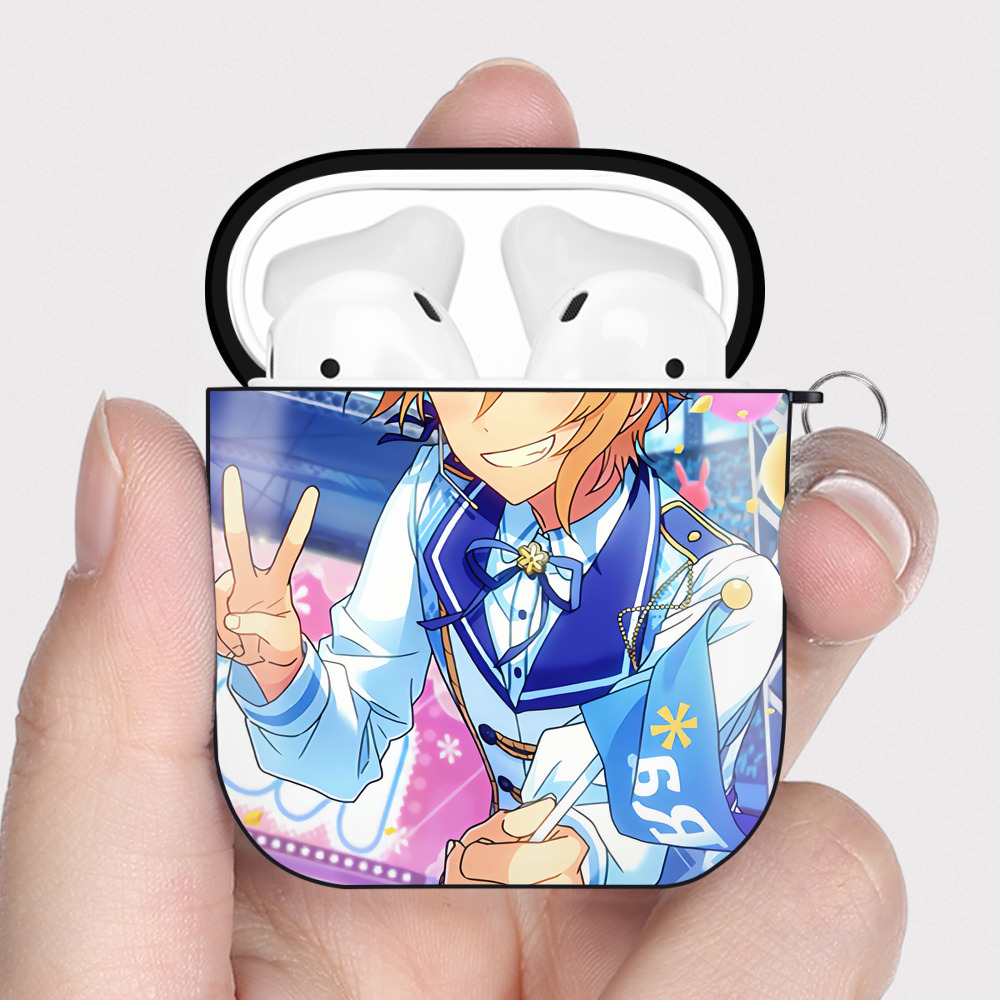 （画像用） あんさんぶるスターズ! Ensemble Stars AirPods 第2世代保護ケース ハードシェル ブラック 耐衝撃・防指紋・カラビナ付き