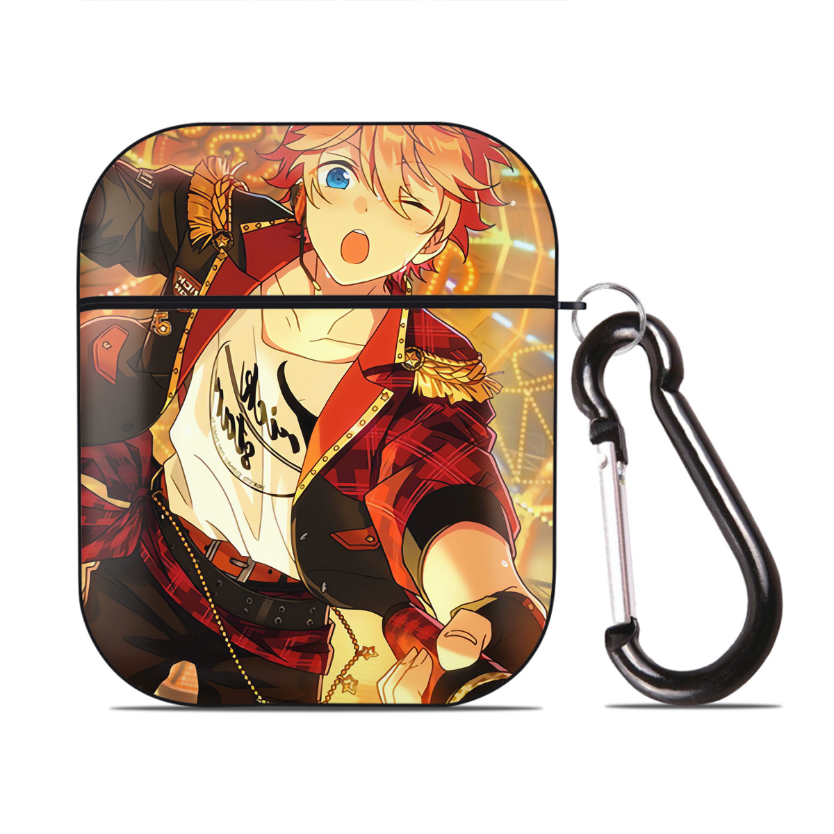 （画像用） あんさんぶるスターズ! Ensemble Stars AirPods 第2世代保護ケース ハードシェル ブラック 耐衝撃・防指紋・カラビナ付き
