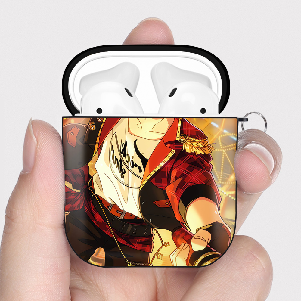 （画像用） あんさんぶるスターズ! Ensemble Stars AirPods 第2世代保護ケース ハードシェル ブラック 耐衝撃・防指紋・カラビナ付き