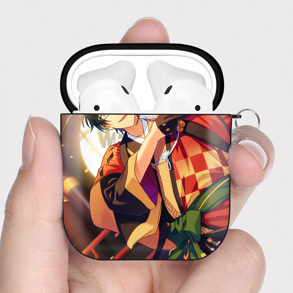 （画像用） あんさんぶるスターズ! Ensemble Stars AirPods 第2世代保護ケース ハードシェル ブラック 耐衝撃・防指紋・カラビナ付き