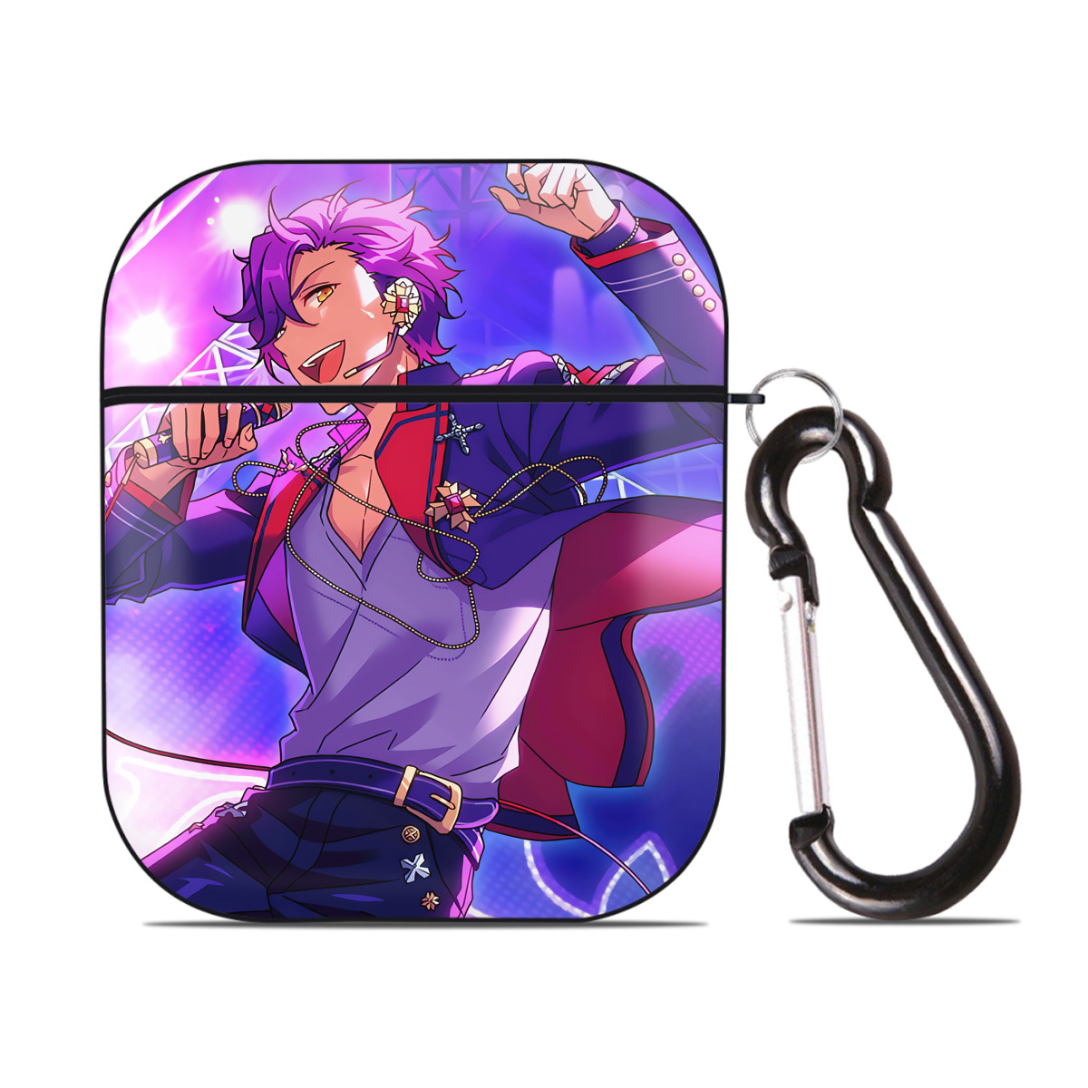 （画像用） あんさんぶるスターズ! Ensemble Stars AirPods 第2世代保護ケース ハードシェル ブラック 耐衝撃・防指紋・カラビナ付き