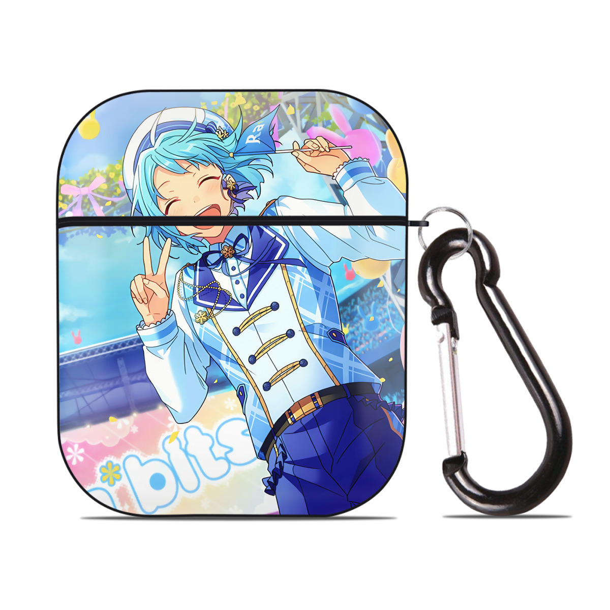（画像用） あんさんぶるスターズ! Ensemble Stars AirPods 第2世代保護ケース ハードシェル ブラック 耐衝撃・防指紋・カラビナ付き