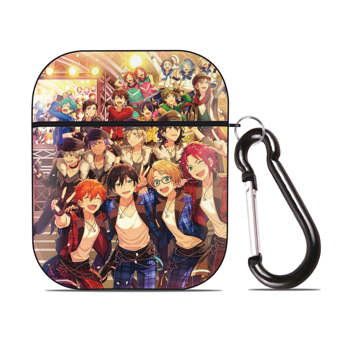 （画像用） あんさんぶるスターズ! Ensemble Stars AirPods 第2世代保護ケース ハードシェル ブラック 耐衝撃・防指紋・カラビナ付き